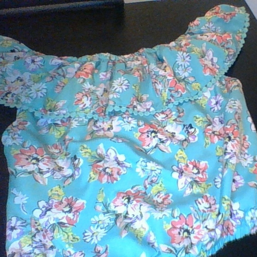 Pink and Green Crop top with flowers